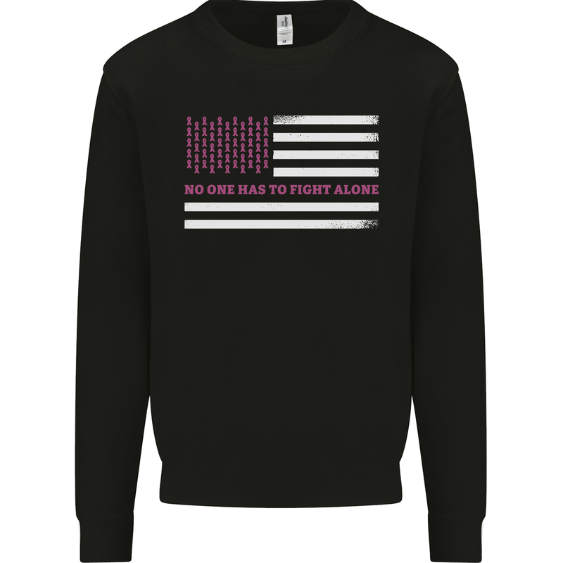 Breast Cancer Awareness USA Flag Kids Sweatshirt Jumper Black