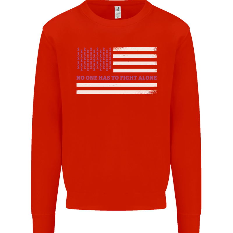 Breast Cancer Awareness USA Flag Kids Sweatshirt Jumper Bright Red