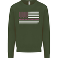 Breast Cancer Awareness USA Flag Kids Sweatshirt Jumper Forest Green