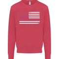 Breast Cancer Awareness USA Flag Kids Sweatshirt Jumper Heliconia
