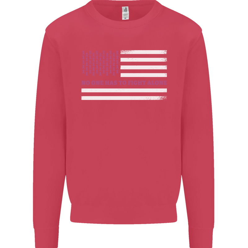 Breast Cancer Awareness USA Flag Kids Sweatshirt Jumper Heliconia