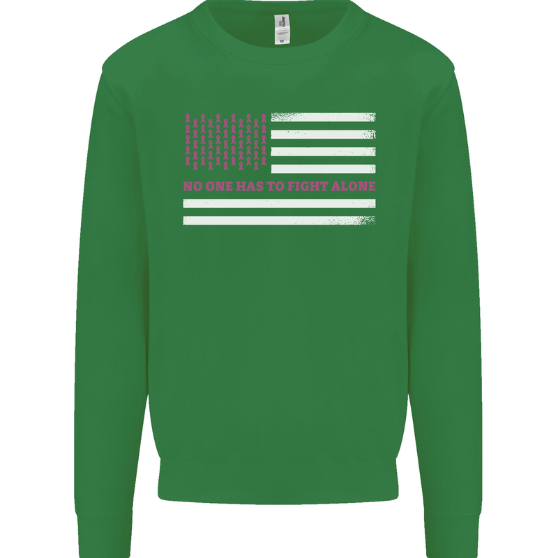 Breast Cancer Awareness USA Flag Kids Sweatshirt Jumper Irish Green
