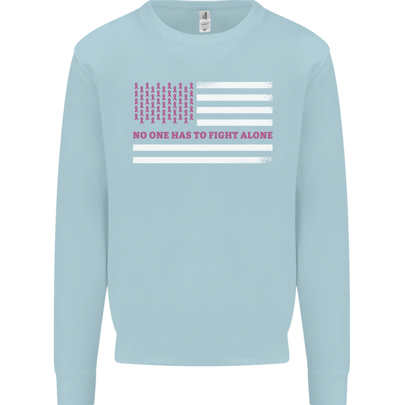 Breast Cancer Awareness USA Flag Kids Sweatshirt Jumper Light Blue