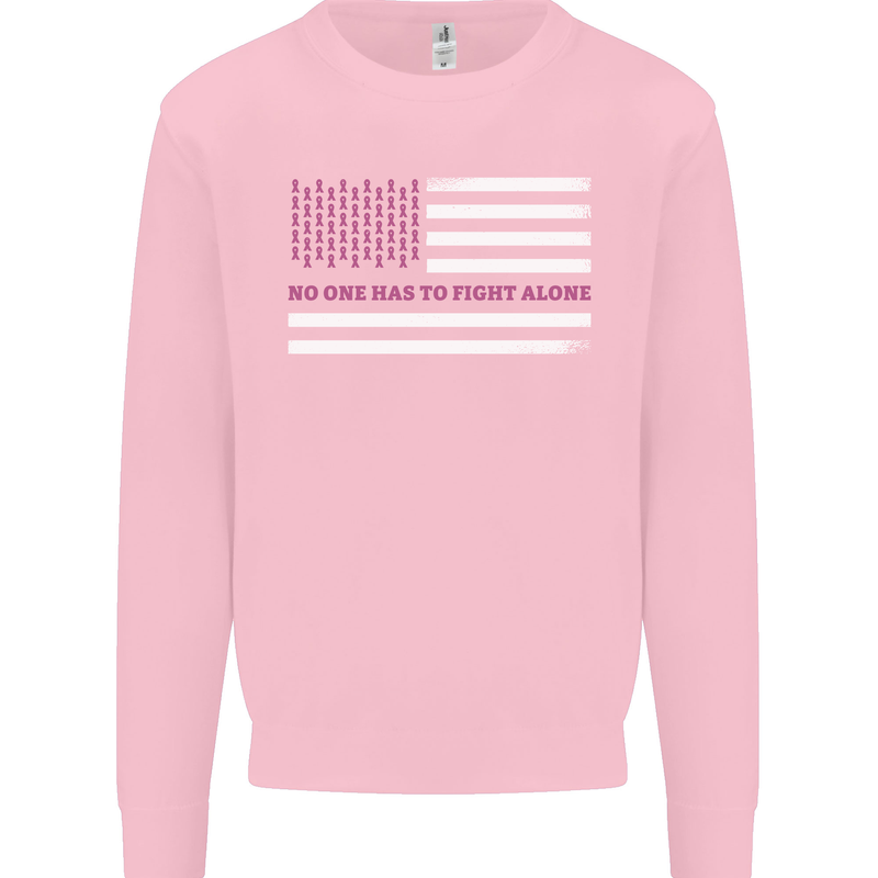 Breast Cancer Awareness USA Flag Kids Sweatshirt Jumper Light Pink