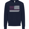 Breast Cancer Awareness USA Flag Kids Sweatshirt Jumper Navy Blue