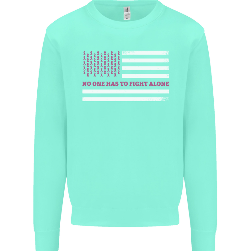 Breast Cancer Awareness USA Flag Kids Sweatshirt Jumper Peppermint