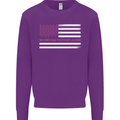 Breast Cancer Awareness USA Flag Kids Sweatshirt Jumper Purple