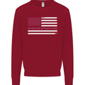 Breast Cancer Awareness USA Flag Kids Sweatshirt Jumper Red