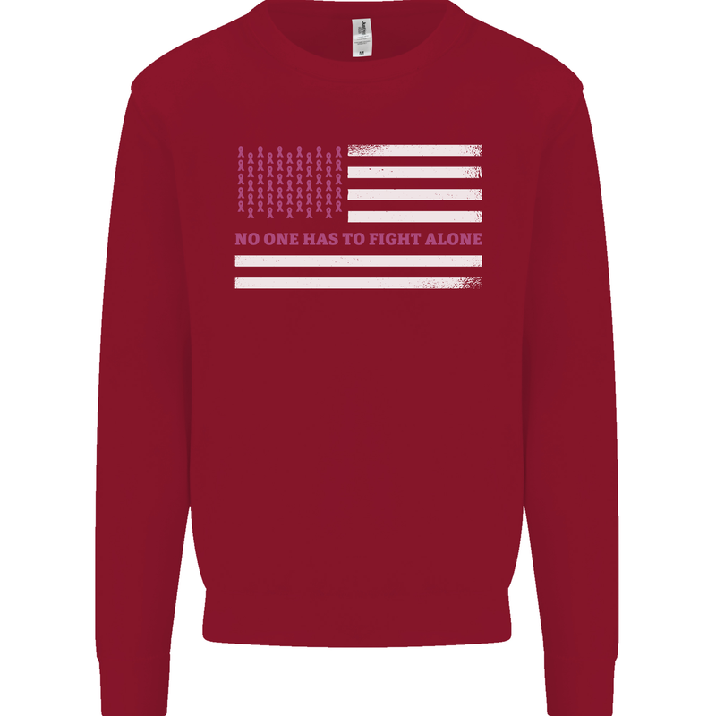 Breast Cancer Awareness USA Flag Kids Sweatshirt Jumper Red