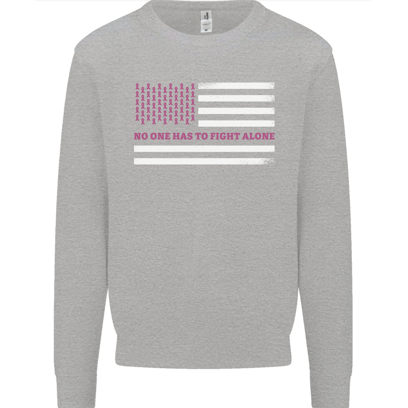 Breast Cancer Awareness USA Flag Kids Sweatshirt Jumper Sports Grey