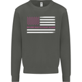 Breast Cancer Awareness USA Flag Kids Sweatshirt Jumper Storm Grey