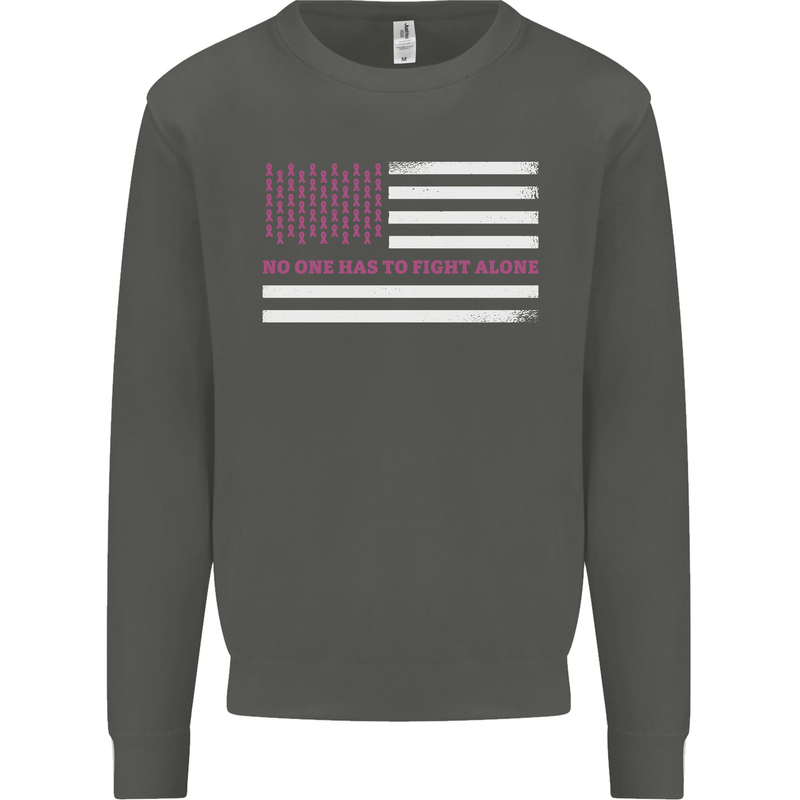 Breast Cancer Awareness USA Flag Kids Sweatshirt Jumper Storm Grey