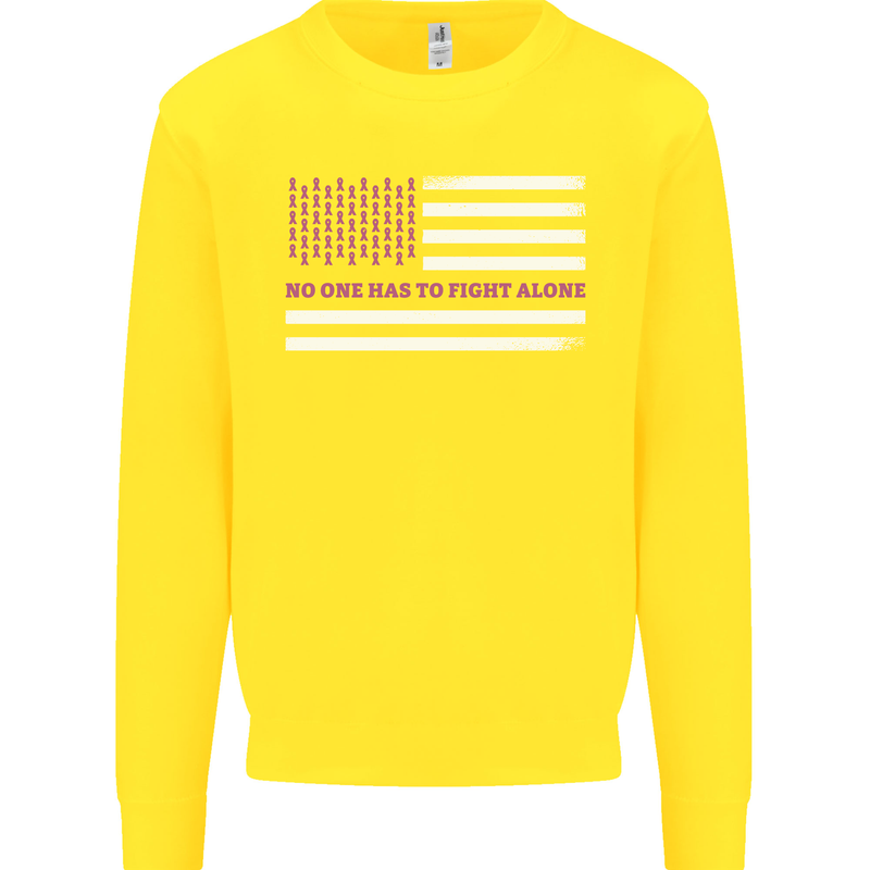 Breast Cancer Awareness USA Flag Kids Sweatshirt Jumper Yellow