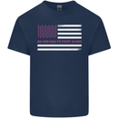 Breast Cancer Awareness USA Flag Kids T-Shirt Childrens Navy Blue