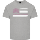 Breast Cancer Awareness USA Flag Kids T-Shirt Childrens Sports Grey