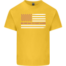 Breast Cancer Awareness USA Flag Kids T-Shirt Childrens Yellow