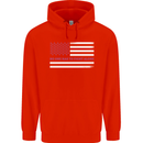 Breast Cancer Awareness USA Flag Mens 80% Cotton Hoodie Bright Red