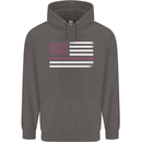 Breast Cancer Awareness USA Flag Mens 80% Cotton Hoodie Charcoal