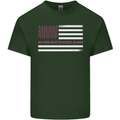Breast Cancer Awareness USA Flag Mens Cotton T-Shirt Tee Top Forest Green