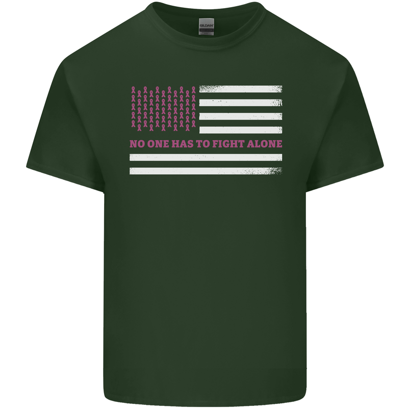 Breast Cancer Awareness USA Flag Mens Cotton T-Shirt Tee Top Forest Green