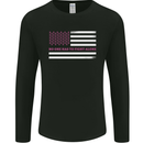 Breast Cancer Awareness USA Flag Mens Long Sleeve T-Shirt Black
