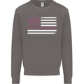 Breast Cancer Awareness USA Flag Mens Sweatshirt Jumper Charcoal