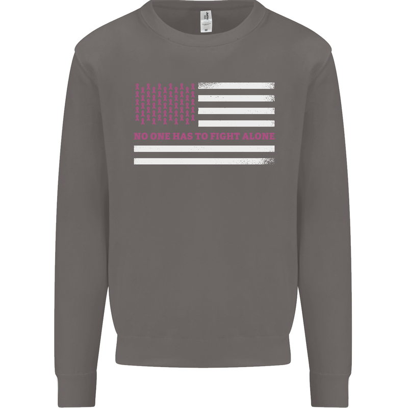 Breast Cancer Awareness USA Flag Mens Sweatshirt Jumper Charcoal