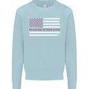 Breast Cancer Awareness USA Flag Mens Sweatshirt Jumper Light Blue