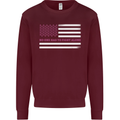 Breast Cancer Awareness USA Flag Mens Sweatshirt Jumper Maroon