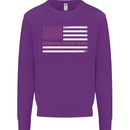 Breast Cancer Awareness USA Flag Mens Sweatshirt Jumper Purple