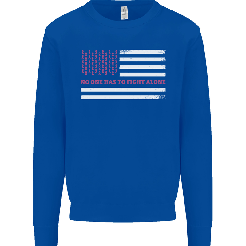 Breast Cancer Awareness USA Flag Mens Sweatshirt Jumper Royal Blue