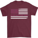 Breast Cancer Awareness USA Flag Mens T-Shirt 100% Cotton Maroon