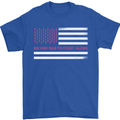 Breast Cancer Awareness USA Flag Mens T-Shirt 100% Cotton Royal Blue