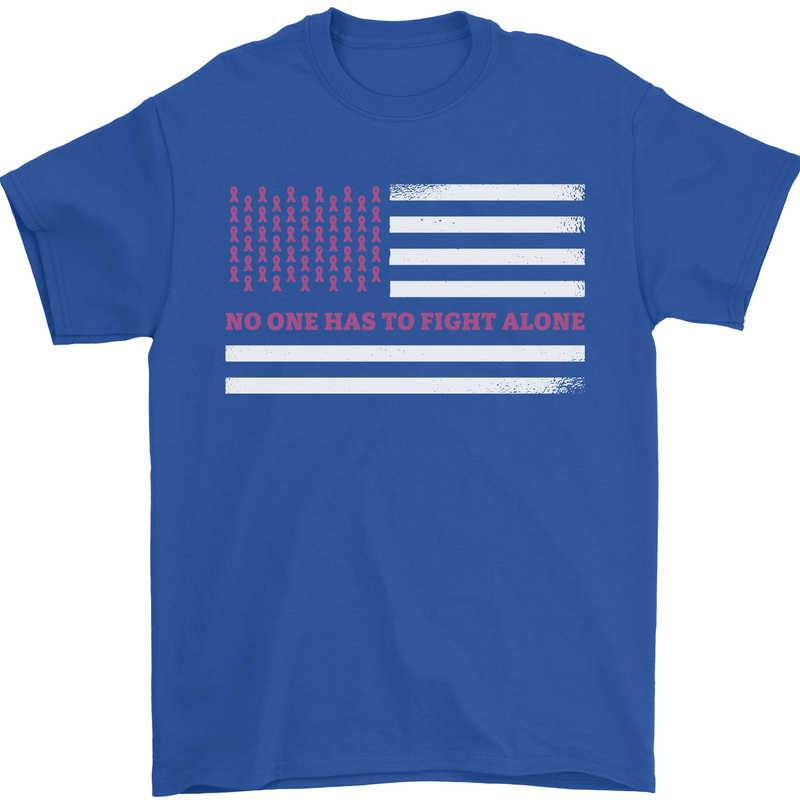 Breast Cancer Awareness USA Flag Mens T-Shirt 100% Cotton Royal Blue