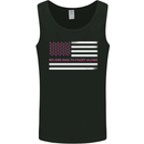 Breast Cancer Awareness USA Flag Mens Vest Tank Top Black