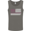 Breast Cancer Awareness USA Flag Mens Vest Tank Top Charcoal
