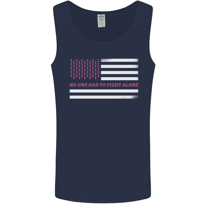 Breast Cancer Awareness USA Flag Mens Vest Tank Top Navy Blue