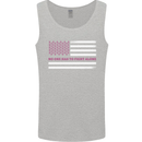 Breast Cancer Awareness USA Flag Mens Vest Tank Top Sports Grey