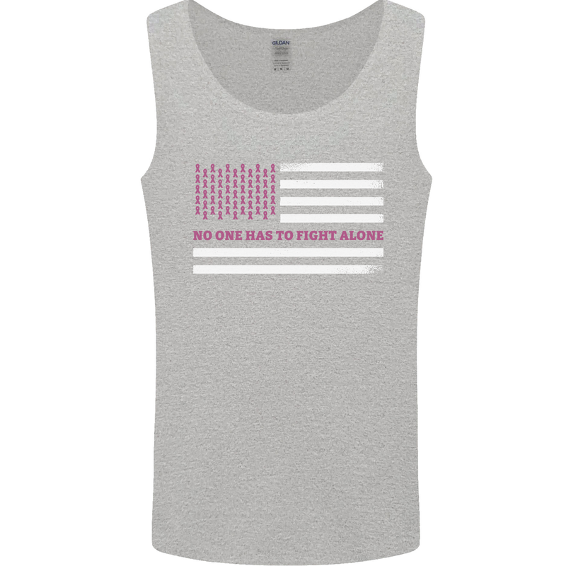 Breast Cancer Awareness USA Flag Mens Vest Tank Top Sports Grey