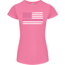 Breast Cancer Awareness USA Flag Womens Petite Cut T-Shirt Azalea