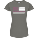 Breast Cancer Awareness USA Flag Womens Petite Cut T-Shirt Charcoal
