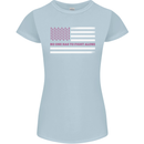 Breast Cancer Awareness USA Flag Womens Petite Cut T-Shirt Light Blue