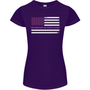 Breast Cancer Awareness USA Flag Womens Petite Cut T-Shirt Purple