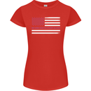 Breast Cancer Awareness USA Flag Womens Petite Cut T-Shirt Red