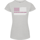Breast Cancer Awareness USA Flag Womens Petite Cut T-Shirt Sports Grey