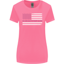 Breast Cancer Awareness USA Flag Womens Wider Cut T-Shirt Azalea