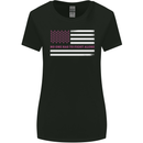 Breast Cancer Awareness USA Flag Womens Wider Cut T-Shirt Black