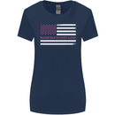 Breast Cancer Awareness USA Flag Womens Wider Cut T-Shirt Navy Blue