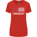 Breast Cancer Awareness USA Flag Womens Wider Cut T-Shirt Red