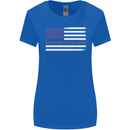 Breast Cancer Awareness USA Flag Womens Wider Cut T-Shirt Royal Blue